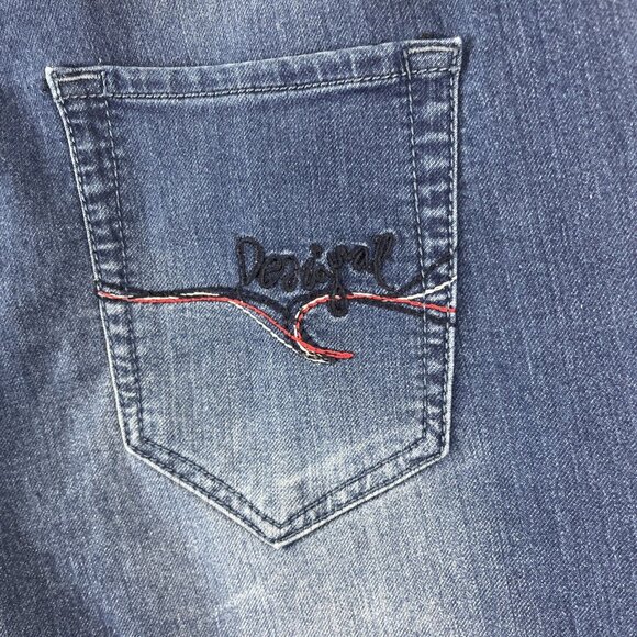 Desigual Denim Joggers Women's Size M Embroidery Girlhoodcore Casual Comfy - Picture 11 of 14